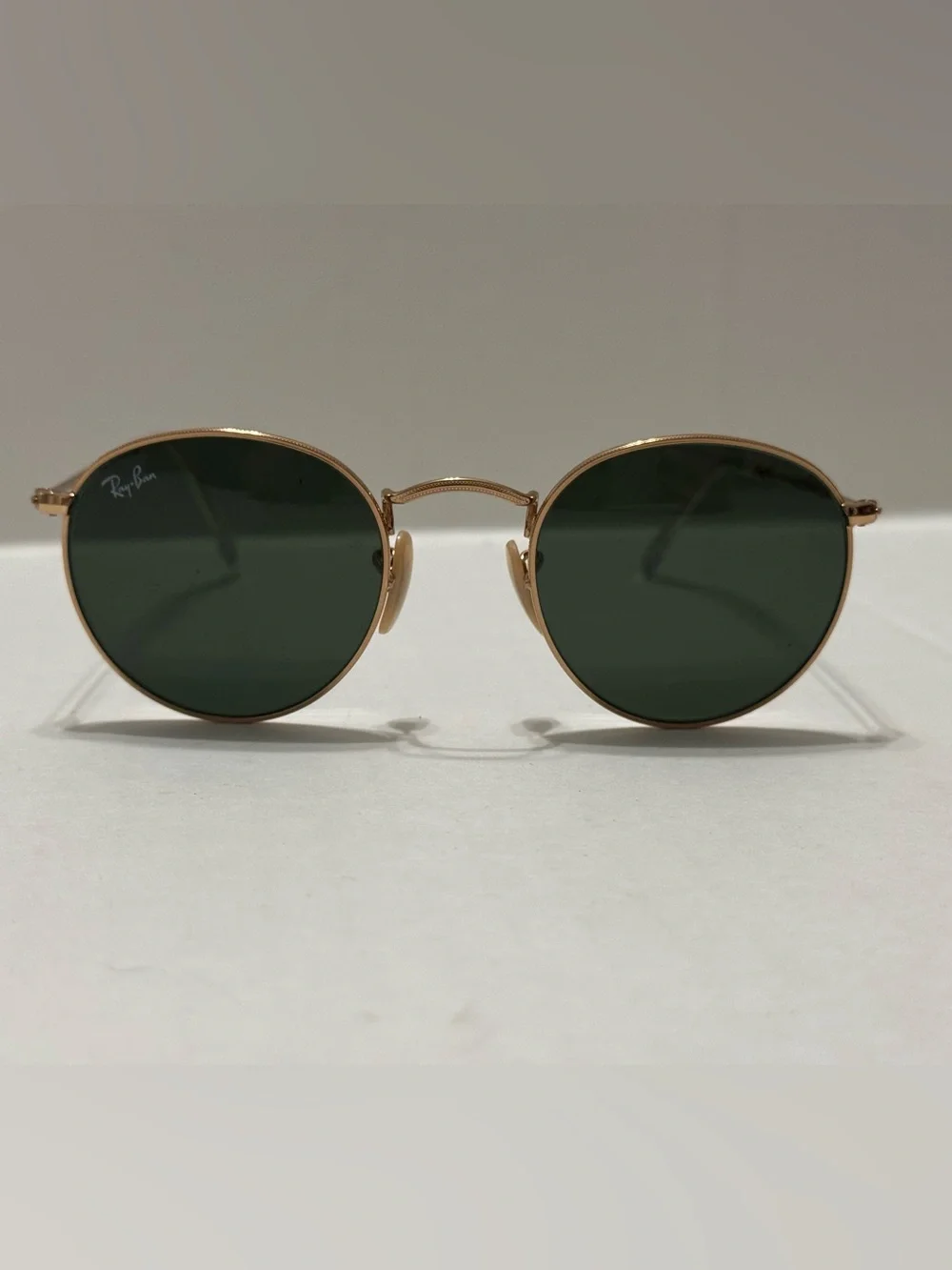 Ray-Ban RB3447 Round Metal Gold Frame Sunglasses with Green Classic G-15 Lenses